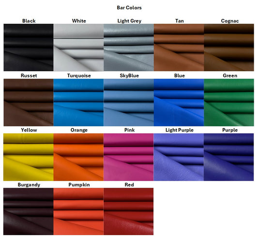Fabric color swatches with various colors arranged in a grid.